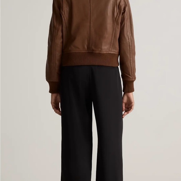 Quince Brown Leather Bomber Jacket - Picture 2 of 8